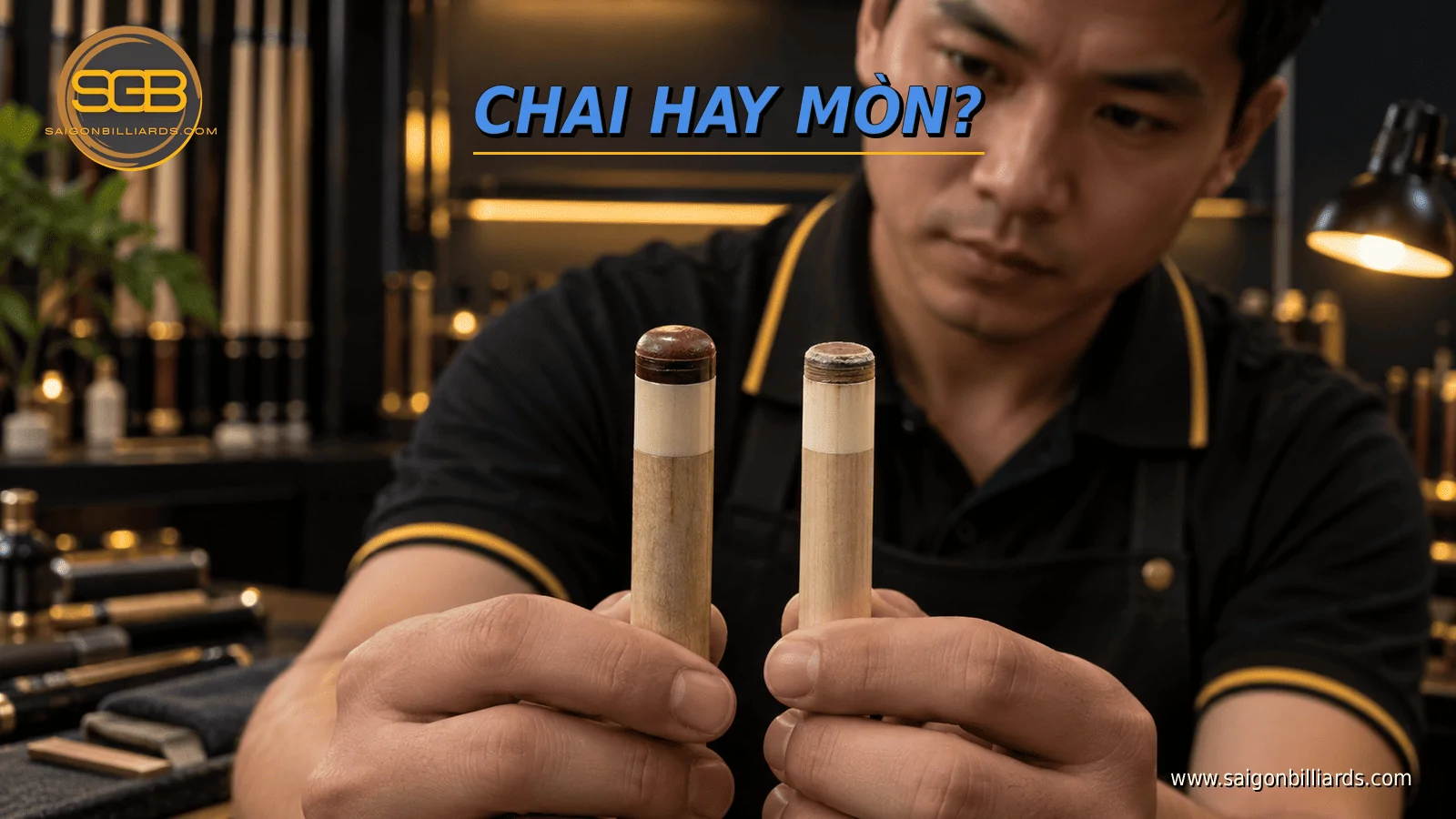 so s&aacute;nh đầu cơ bida bị chai c&ograve;n d&agrave;y v&agrave; đầu cơ bị m&ograve;n mỏng