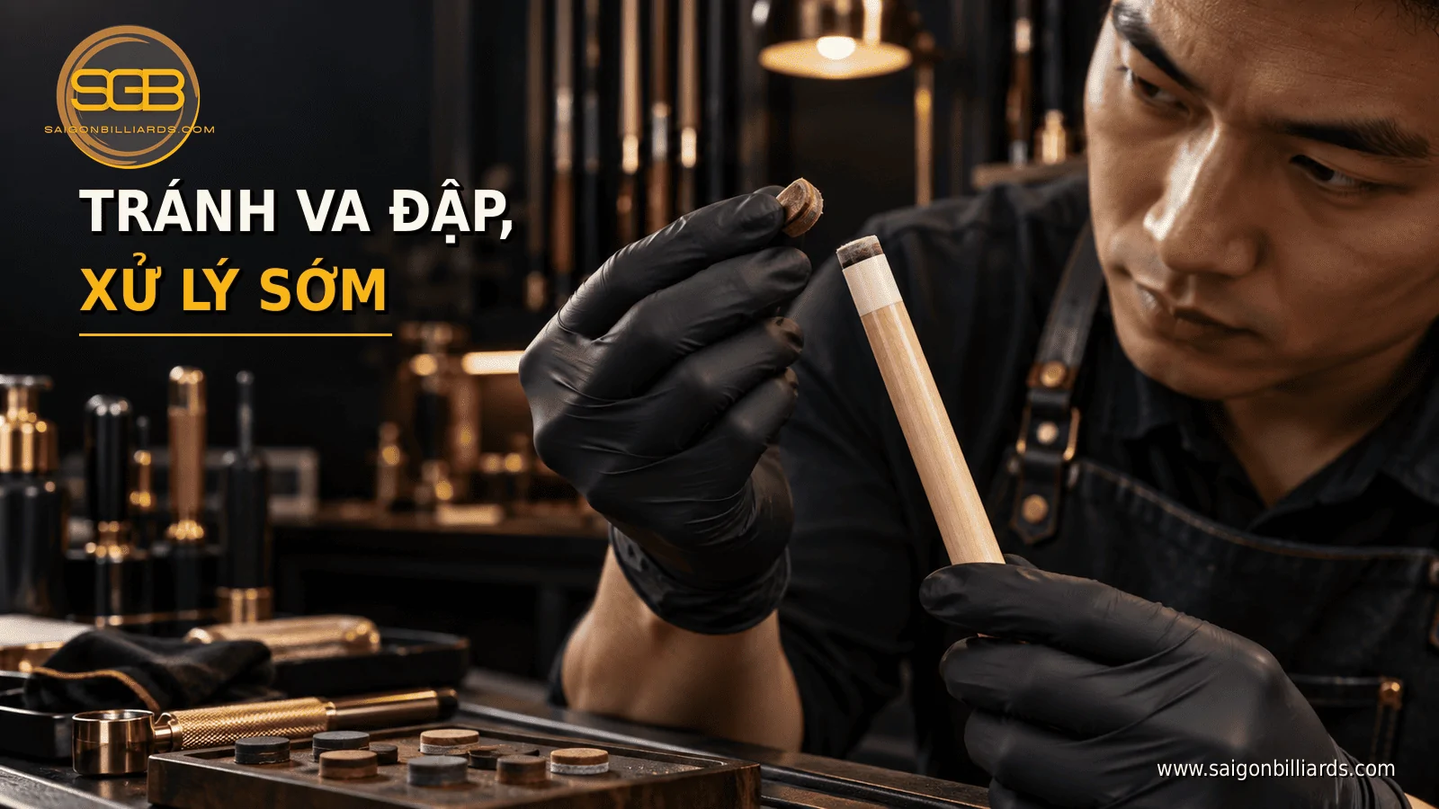 bảo vệ ph&iacute;p cơ bida khỏi va đập v&agrave; kiểm tra khi đầu cơ bong