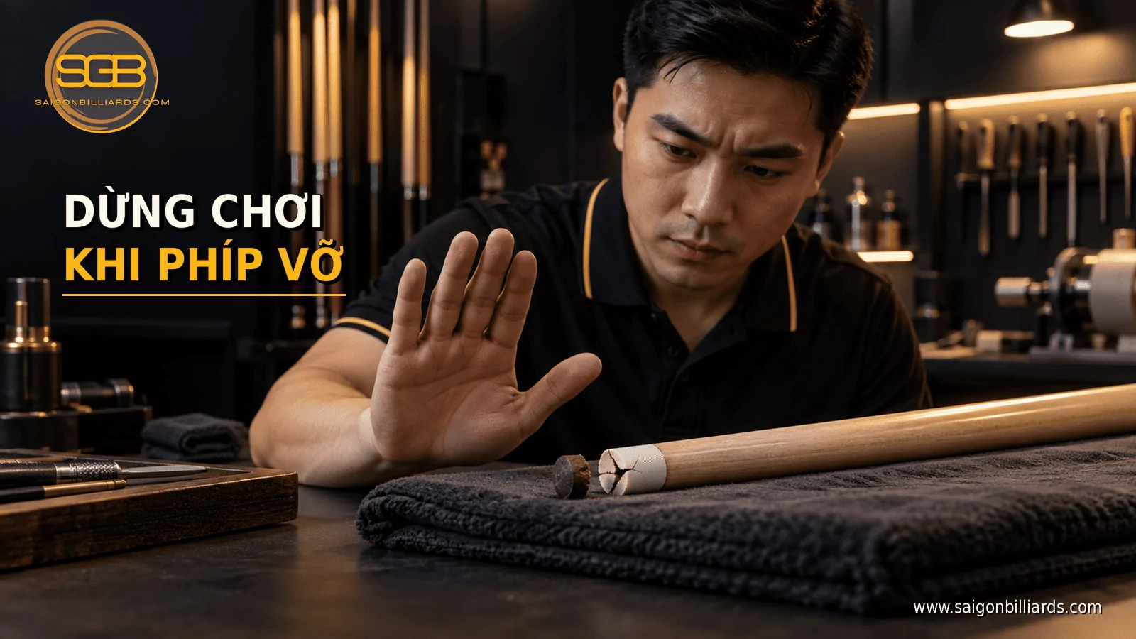 ph&iacute;p cơ bida bị vỡ l&agrave;m đầu cơ mất ổn định v&agrave; c&oacute; thể hại ngọn