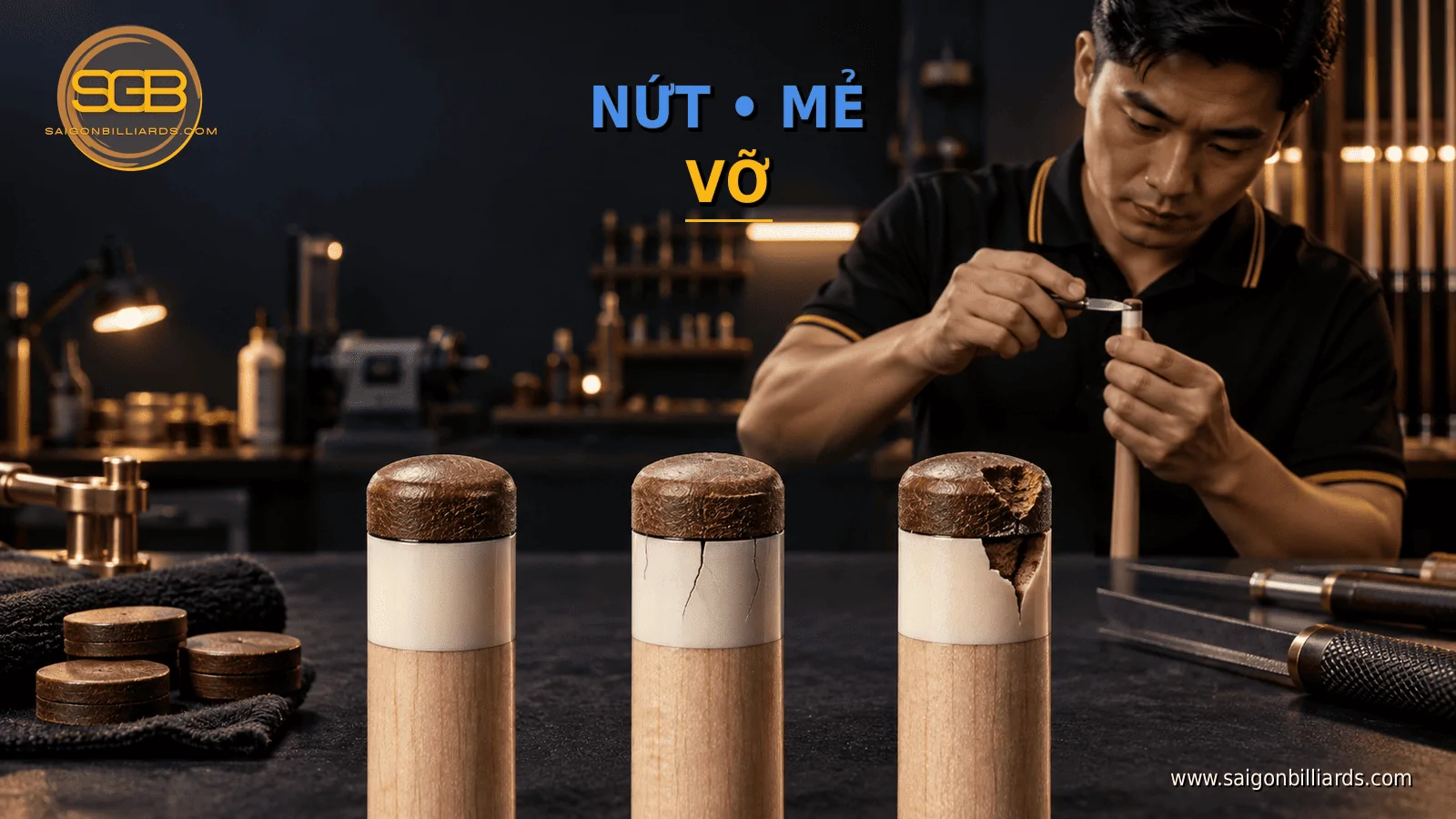 so s&aacute;nh ferrule cơ bida bị nứt bị mẻ v&agrave; bị vỡ