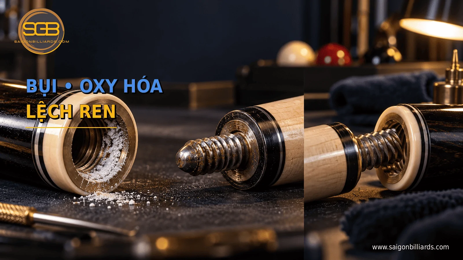 nguy&ecirc;n nh&acirc;n ren cơ bida bị kẹt do bụi phấn oxy h&oacute;a hoặc lắp lệch