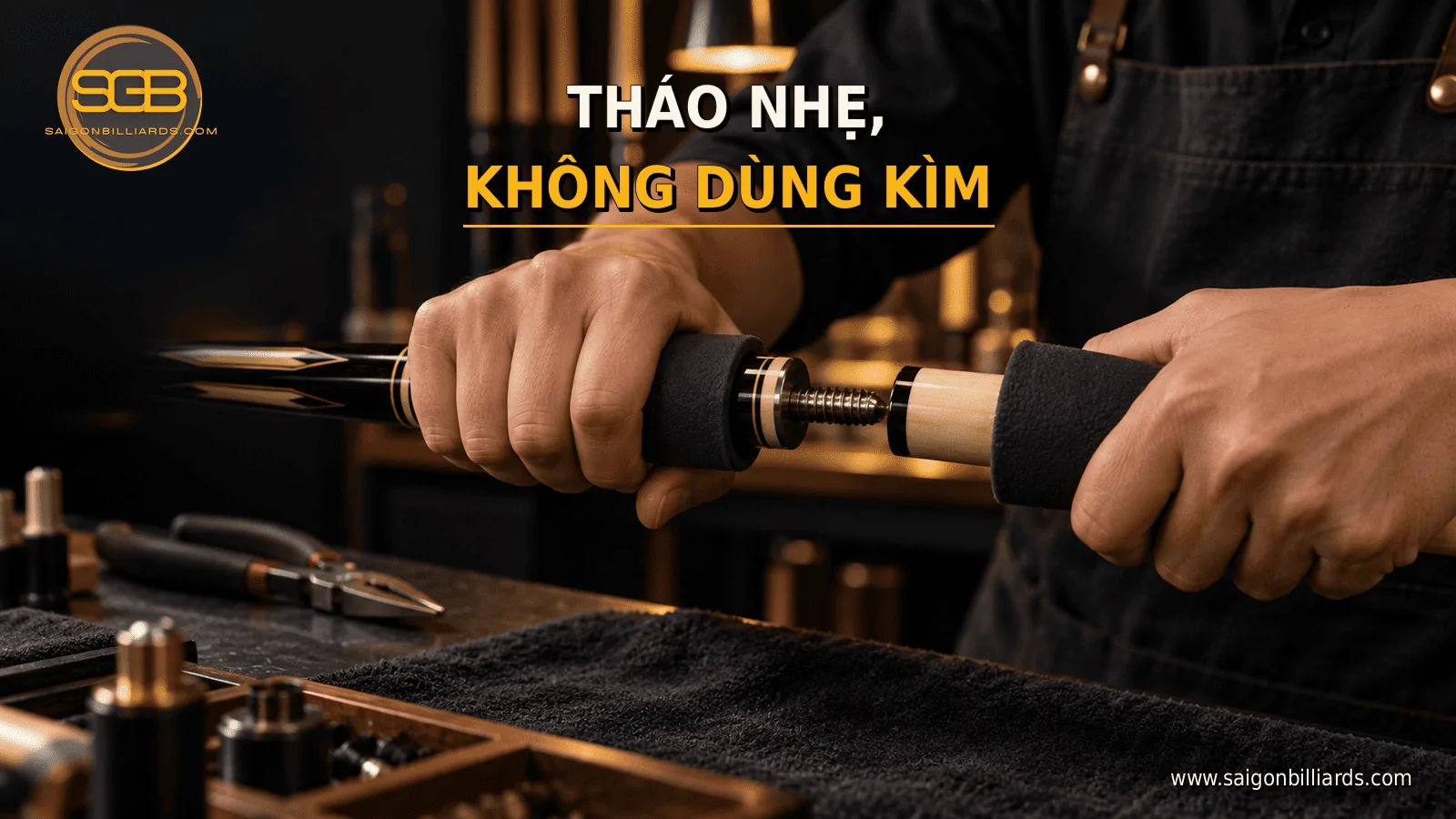 th&aacute;o ren cơ bida bị kẹt bằng miếng cao su tăng ma s&aacute;t