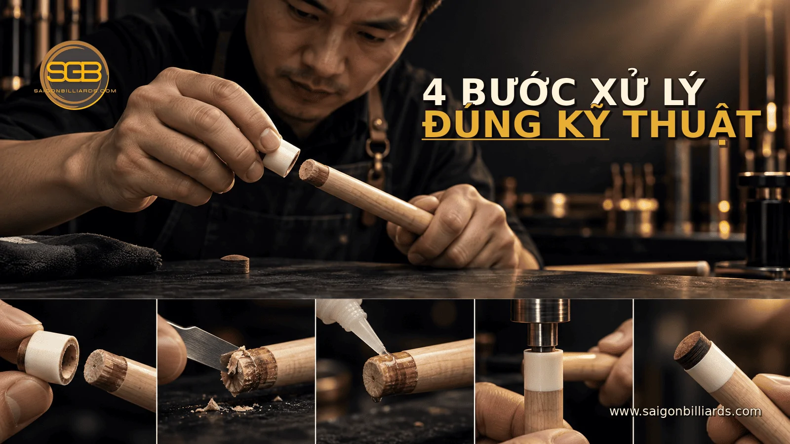quy tr&igrave;nh xử l&yacute; ph&iacute;p cơ bida bị bong bằng vệ sinh d&aacute;n căn t&acirc;m v&agrave; tạo h&igrave;nh