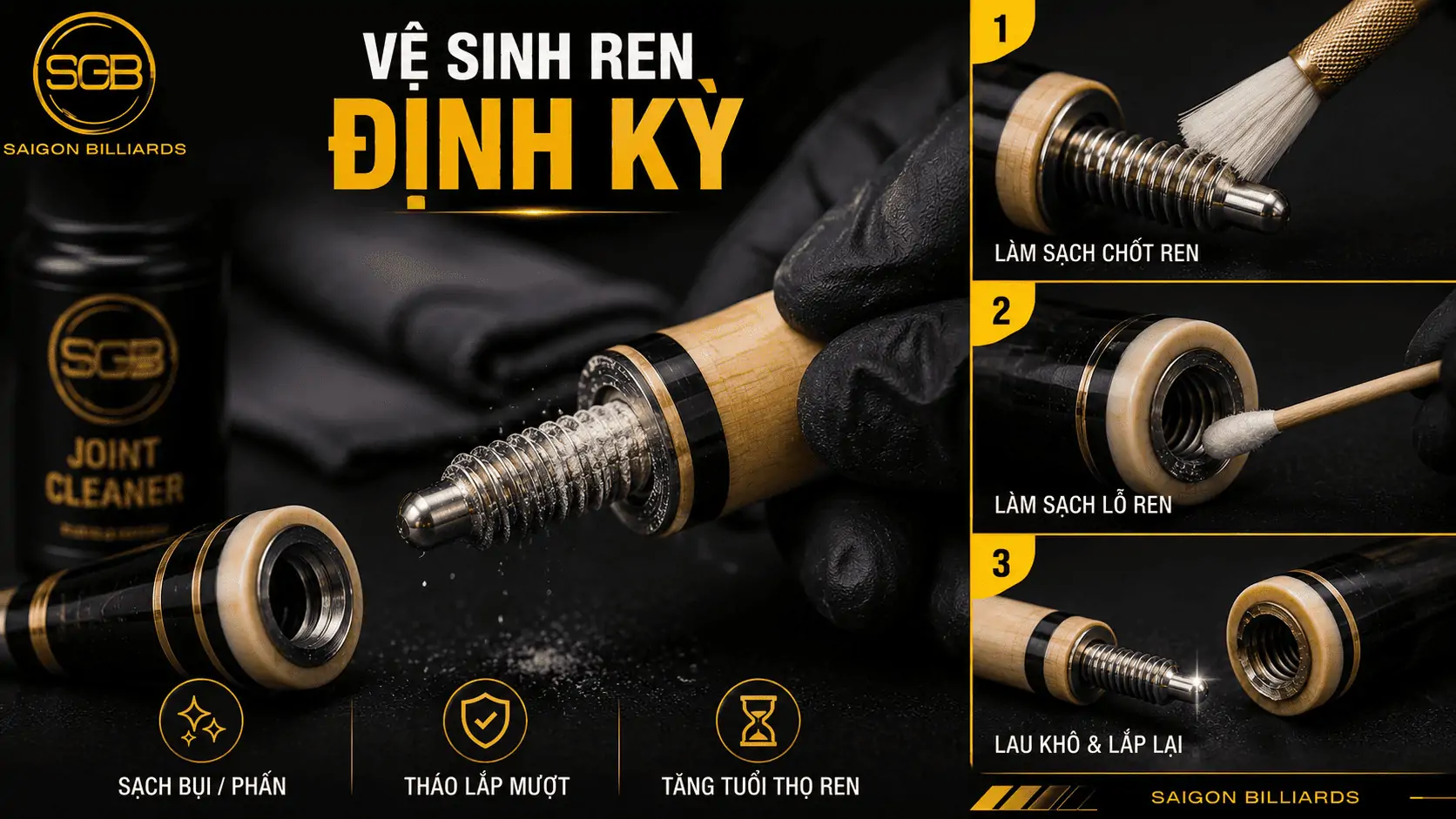 Vệ sinh v&agrave; bảo dưỡng ren cơ bida