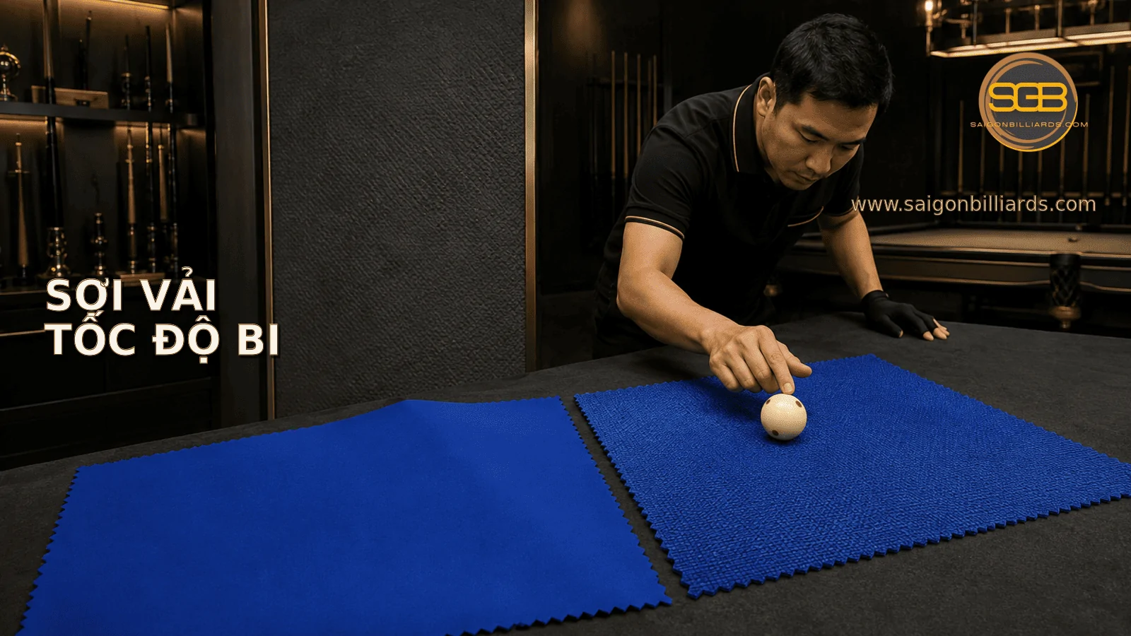 hai bề mặt vải bida được kiểm tra cấu tr&uacute;c sợi v&agrave; tốc độ lăn bi