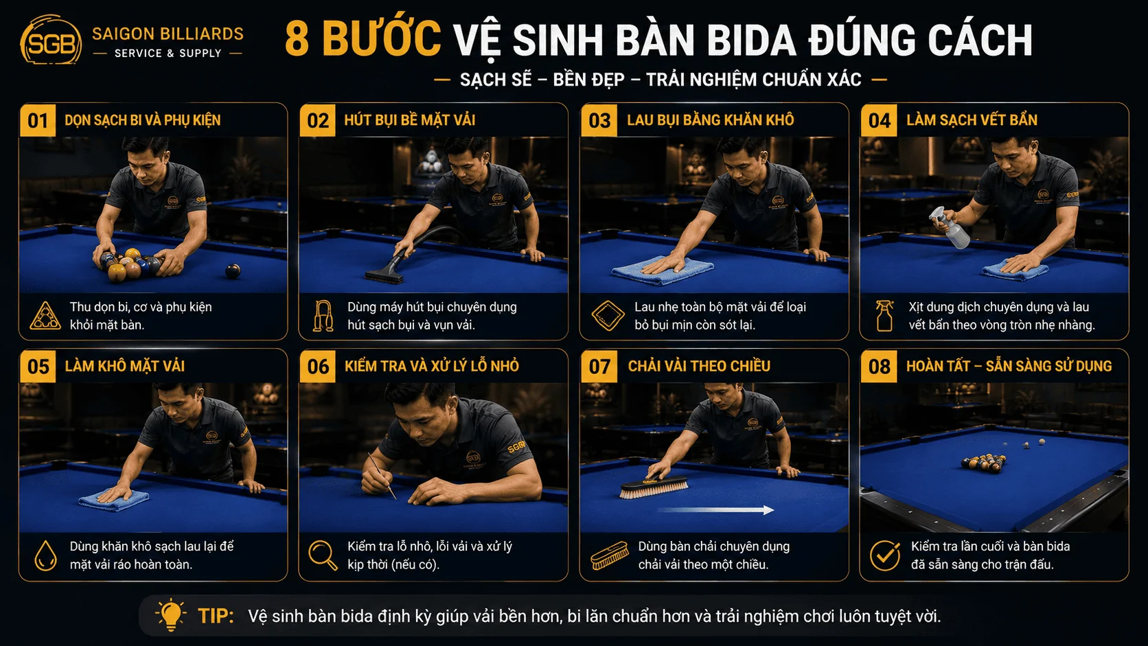 Dịch vụ bảo tr&igrave; v&agrave; kiểm tra vải b&agrave;n bida chuy&ecirc;n nghiệp