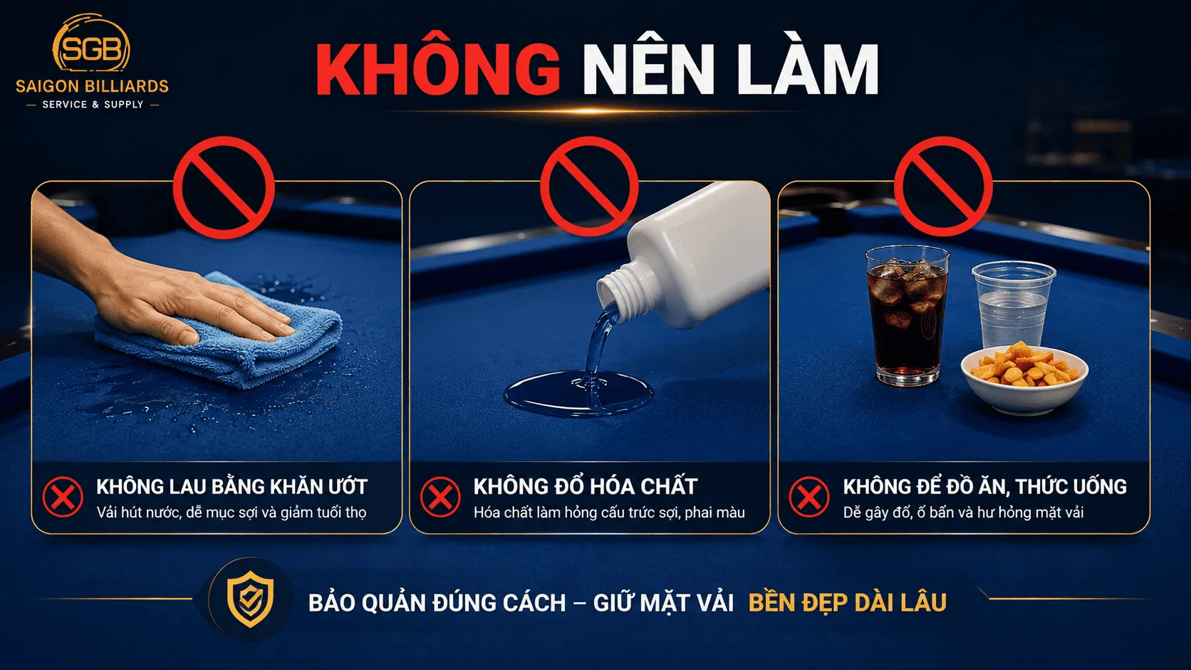 Những điều kh&ocirc;ng n&ecirc;n l&agrave;m với vải b&agrave;n bida