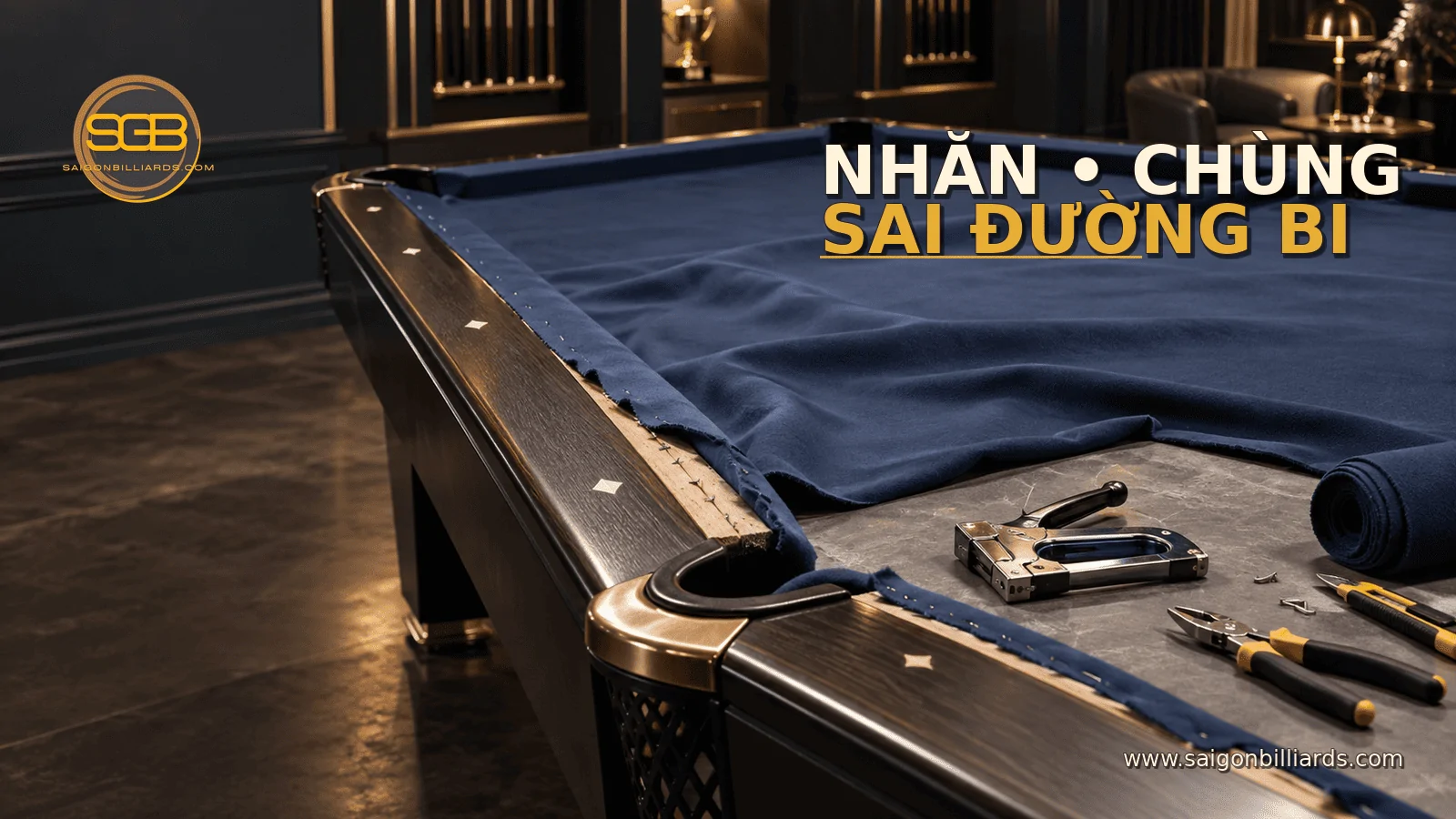 rủi ro tự thay vải b&agrave;n bida khiến mặt vải nhăn v&agrave; ch&ugrave;ng