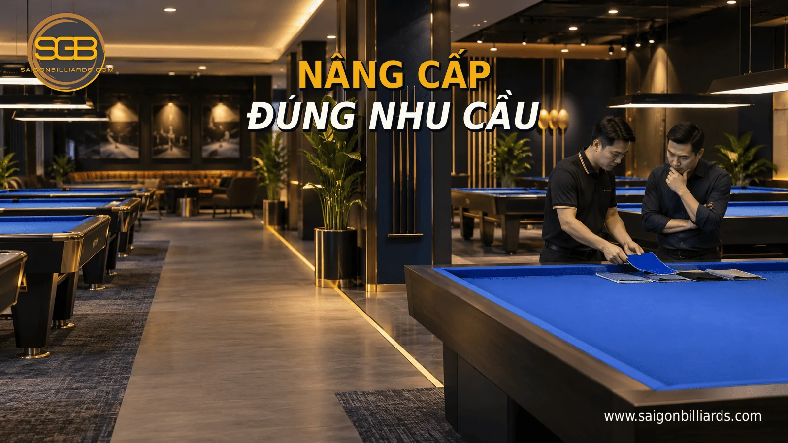 n&acirc;ng cấp vải b&agrave;n bida mới cho c&acirc;u lạc bộ kinh doanh