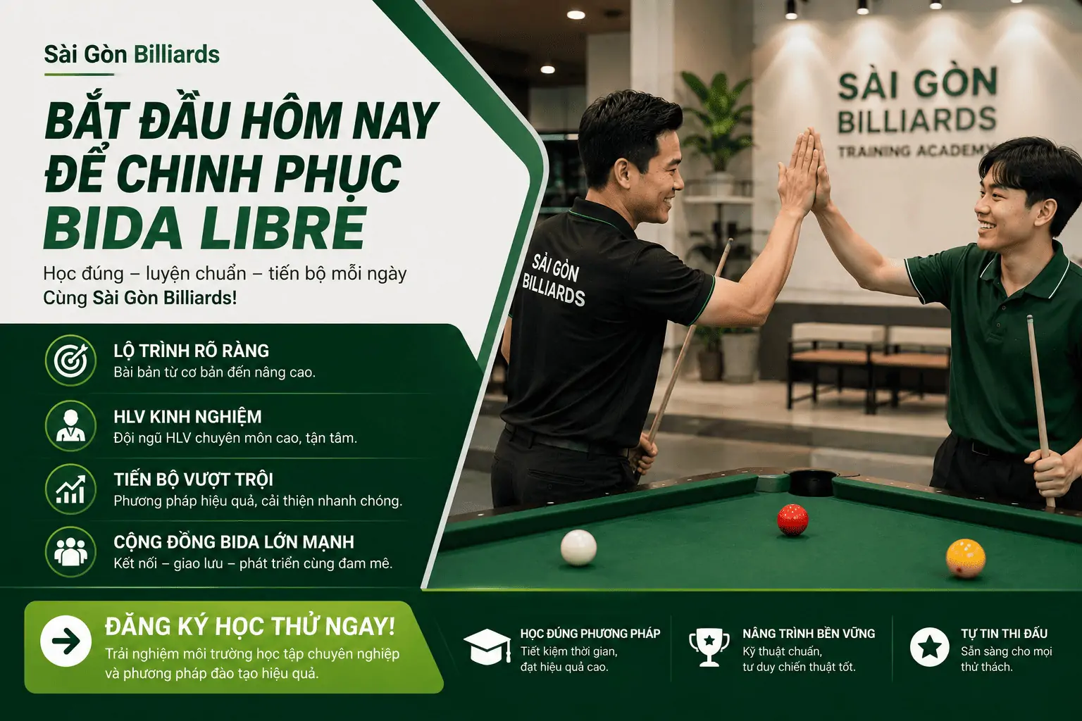Đăng k&yacute; dịch vụ dạy Bida Libre tại nh&agrave;